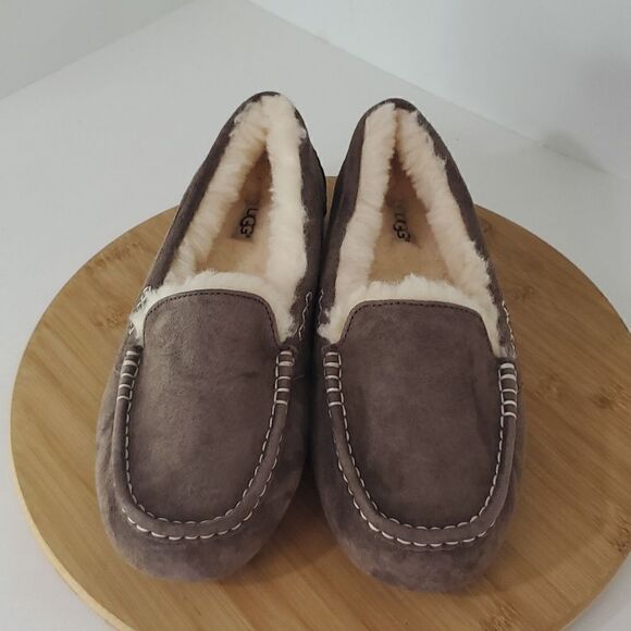 UGG Ansley Slipper Espresso Suede Wool Loafer Moccasin Women US 11 EU 42 New - Picture 3 of 13